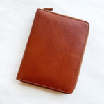 Galen Leather Zippered 5 Pen and A6 Notebook Case - Brown
