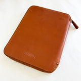 Galen Leather Zippered A5 Notebook Folio - Brown