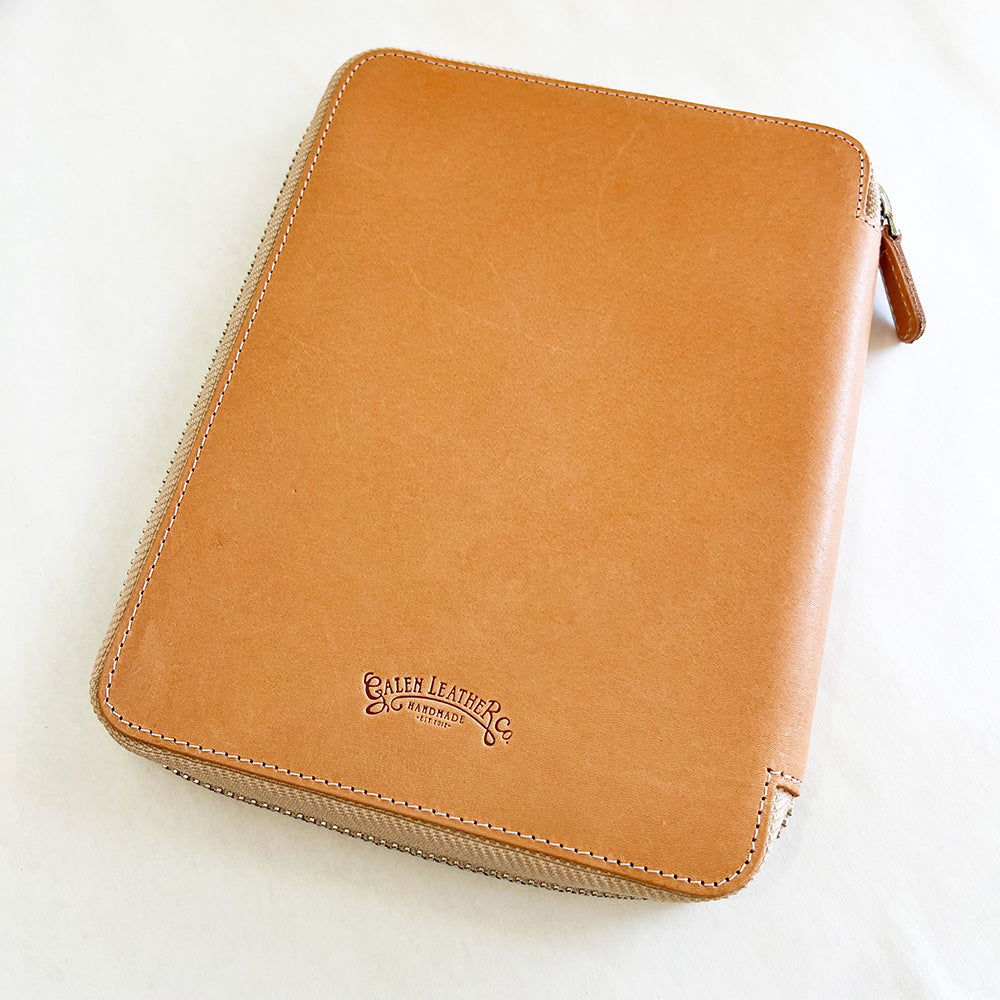 Galen Leather Zippered A5 Notebook Folio - Undyed