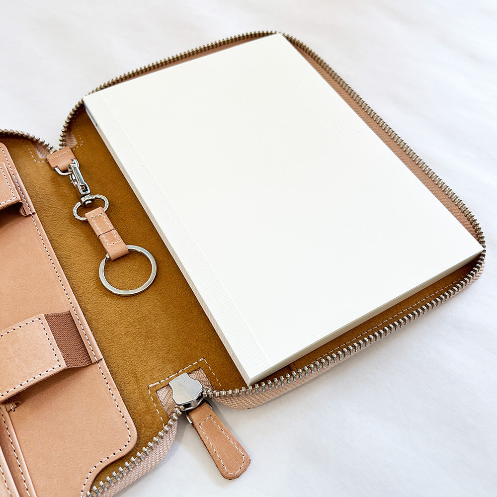 Galen Leather Zippered A5 Notebook Folio - Undyed