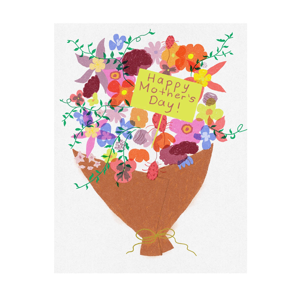 Card with a bouquet and 'Happy Mother's Day!' message on a white background
