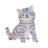 Harawool Embroidered Iron-On Sticker Patch - Grey Cat