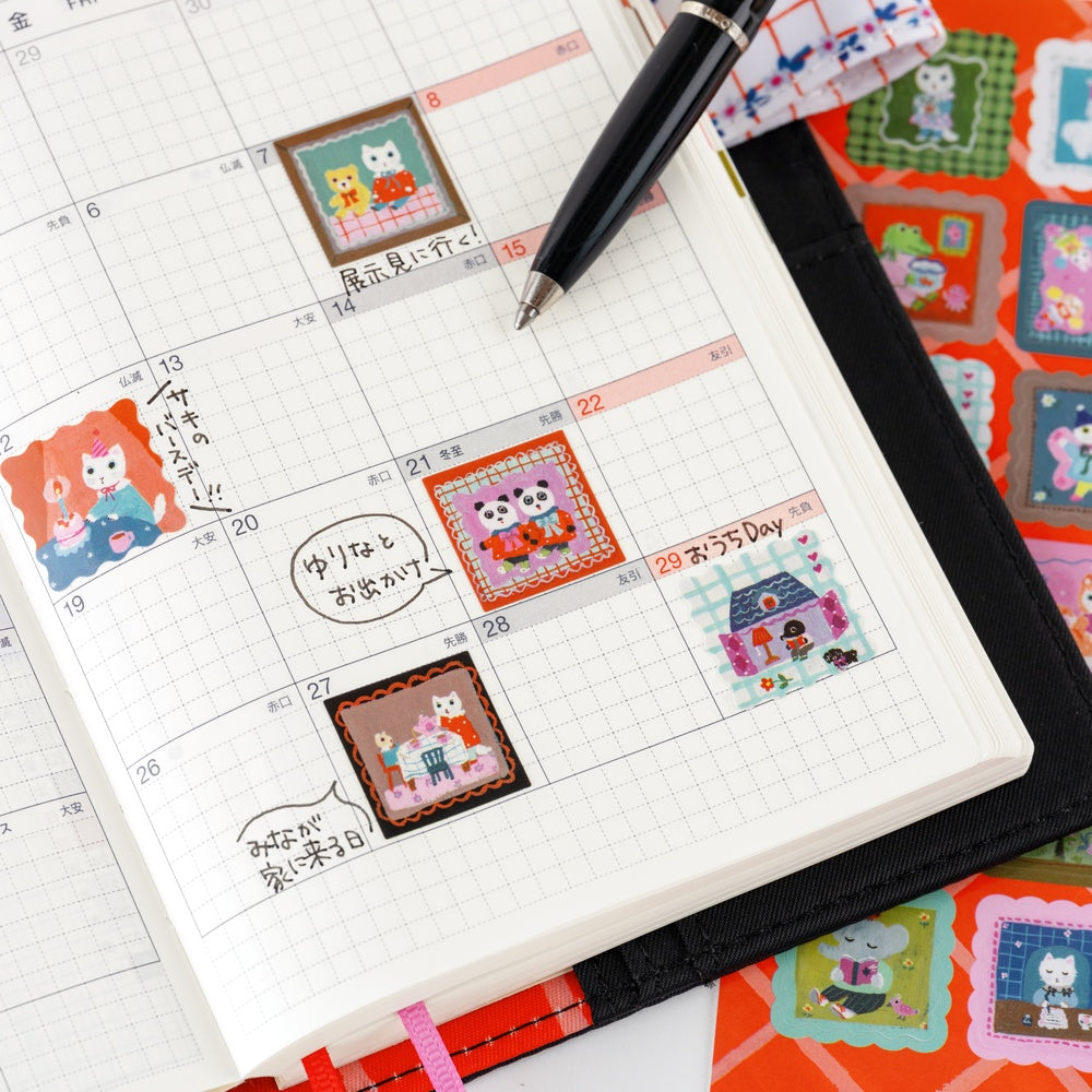 Hobonichi Techo - Yumi Kitagishi: Stickers - Daily Life of White Cat