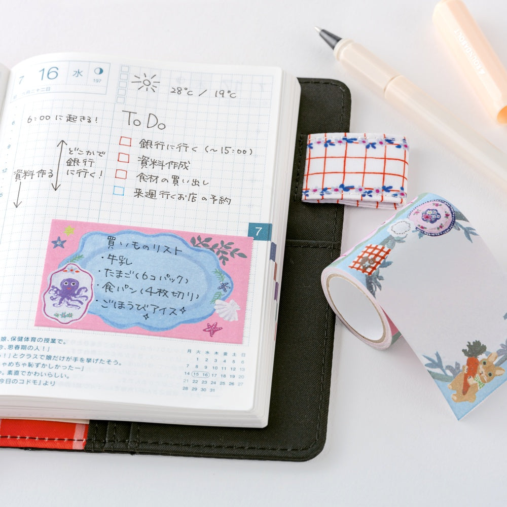 Hobonichi Techo - Yumi Kitagishi: Stickers - Sticky Note Roll - White Cat's Table Decorations