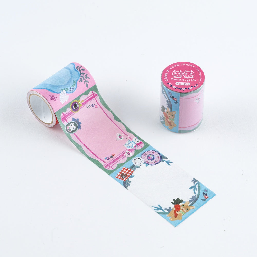 Hobonichi Techo - Yumi Kitagishi: Stickers - Sticky Note Roll - White Cat's Table Decorations