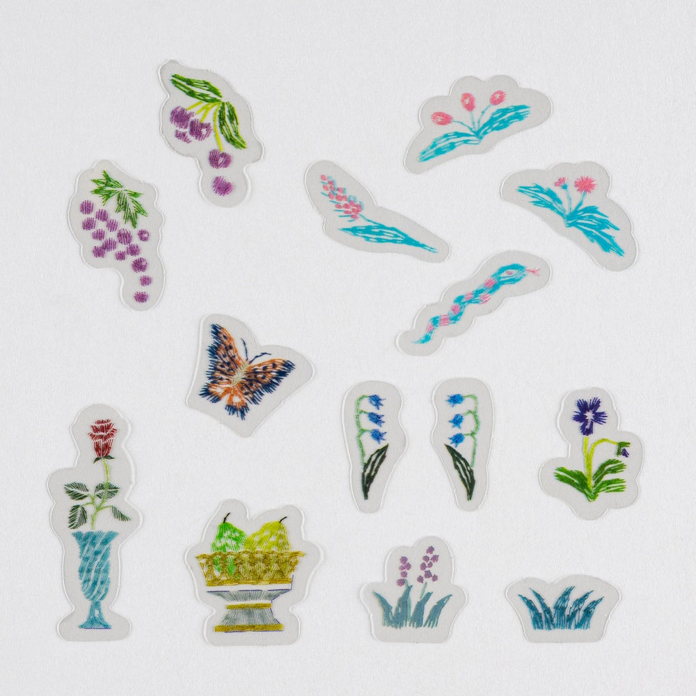 Hobonichi Techo - iyo okumi: Transparent Embroidery Sticker Set - My Garden