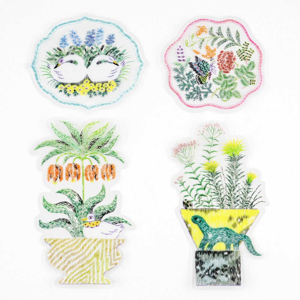 Hobonichi Techo - iyo okumi: Transparent Embroidery Sticker Set - My Garden