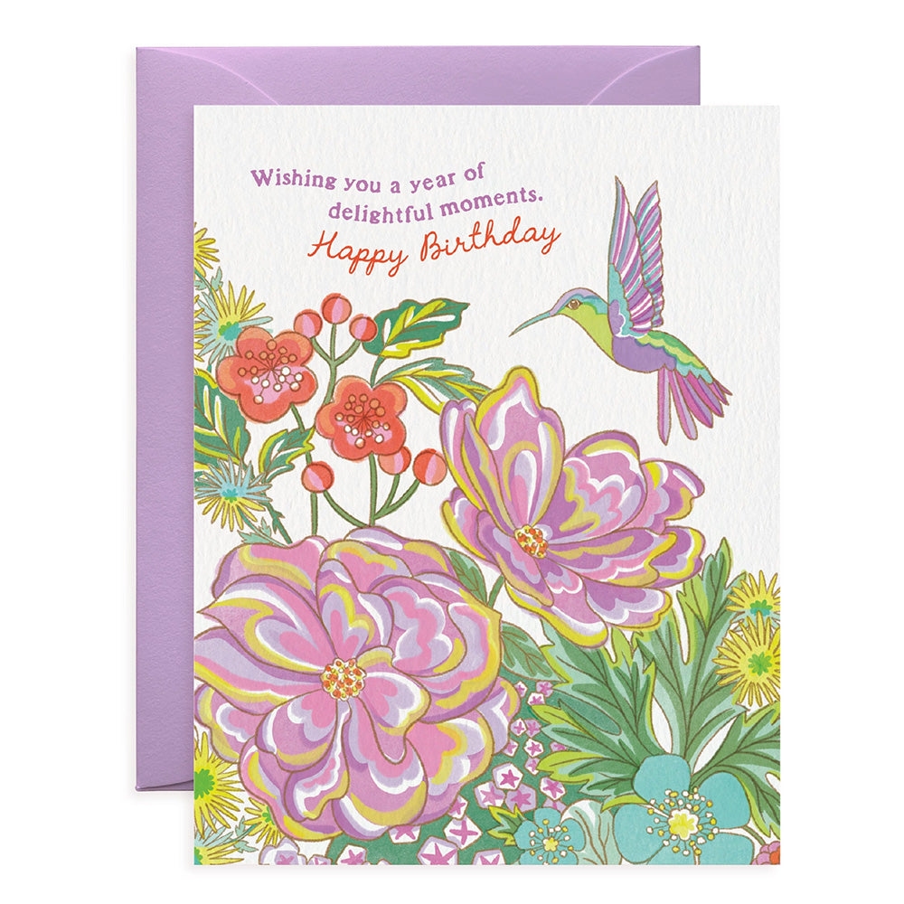 Hummingbird & Flowers Birthday Card