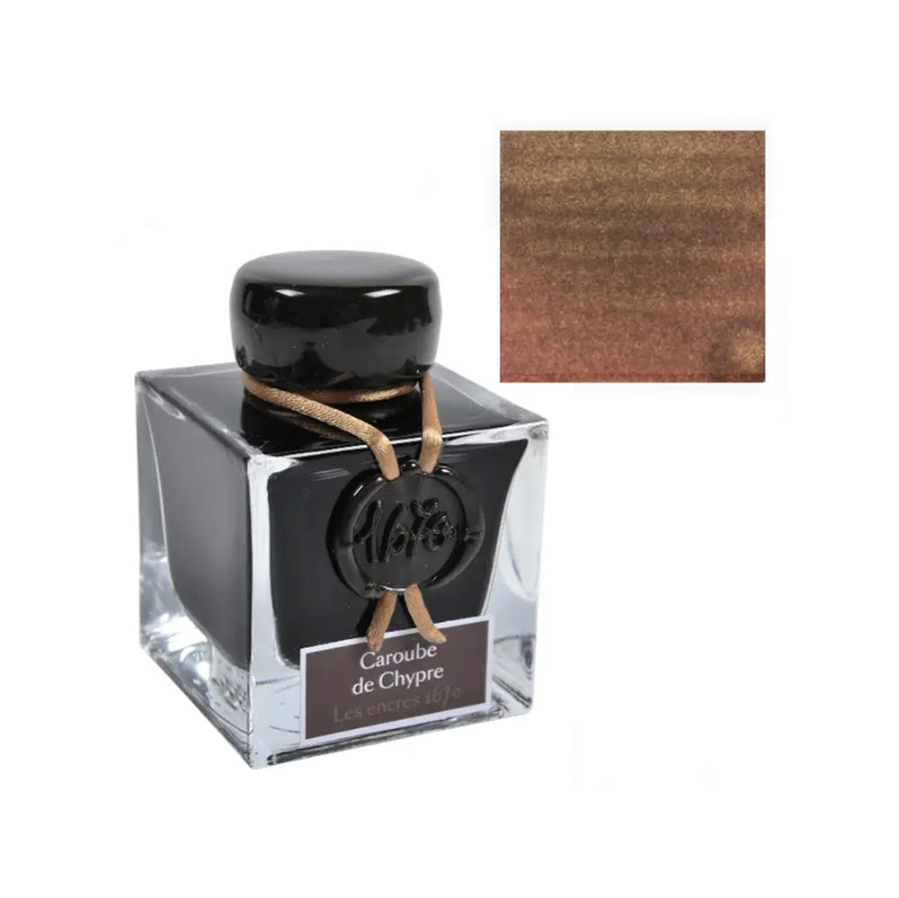 J. Herbin 1670 Ink with Gold Shimmer 50ml - Caroube de Chypre
