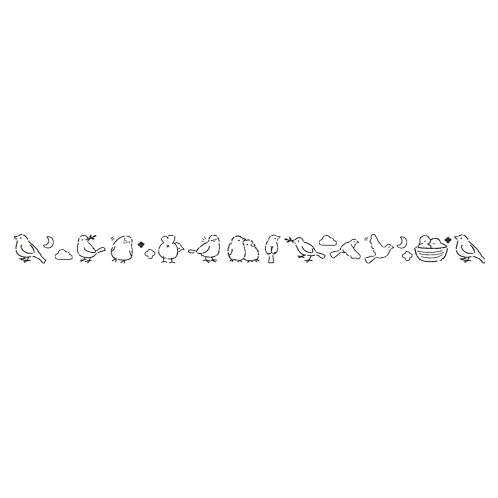 Row of black bird illustrations on a white background