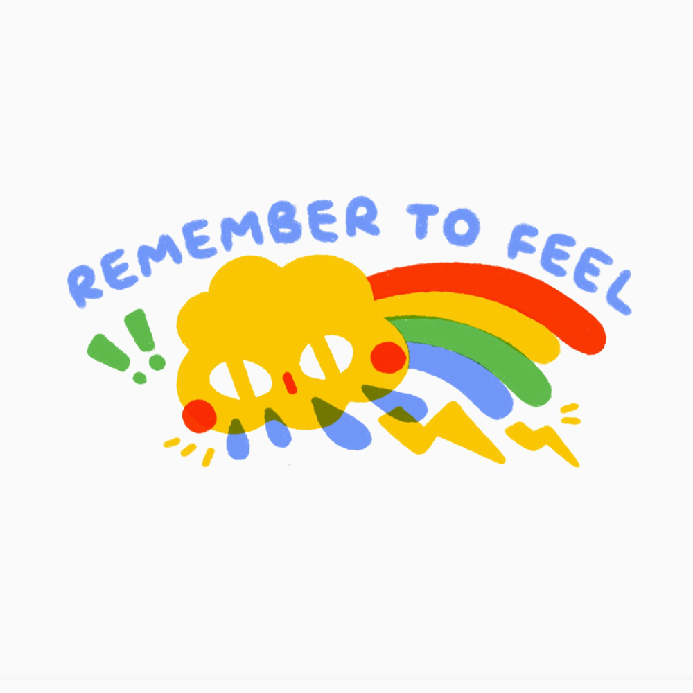 4 layer stamp of a rainbow coming out of a cloud with text 