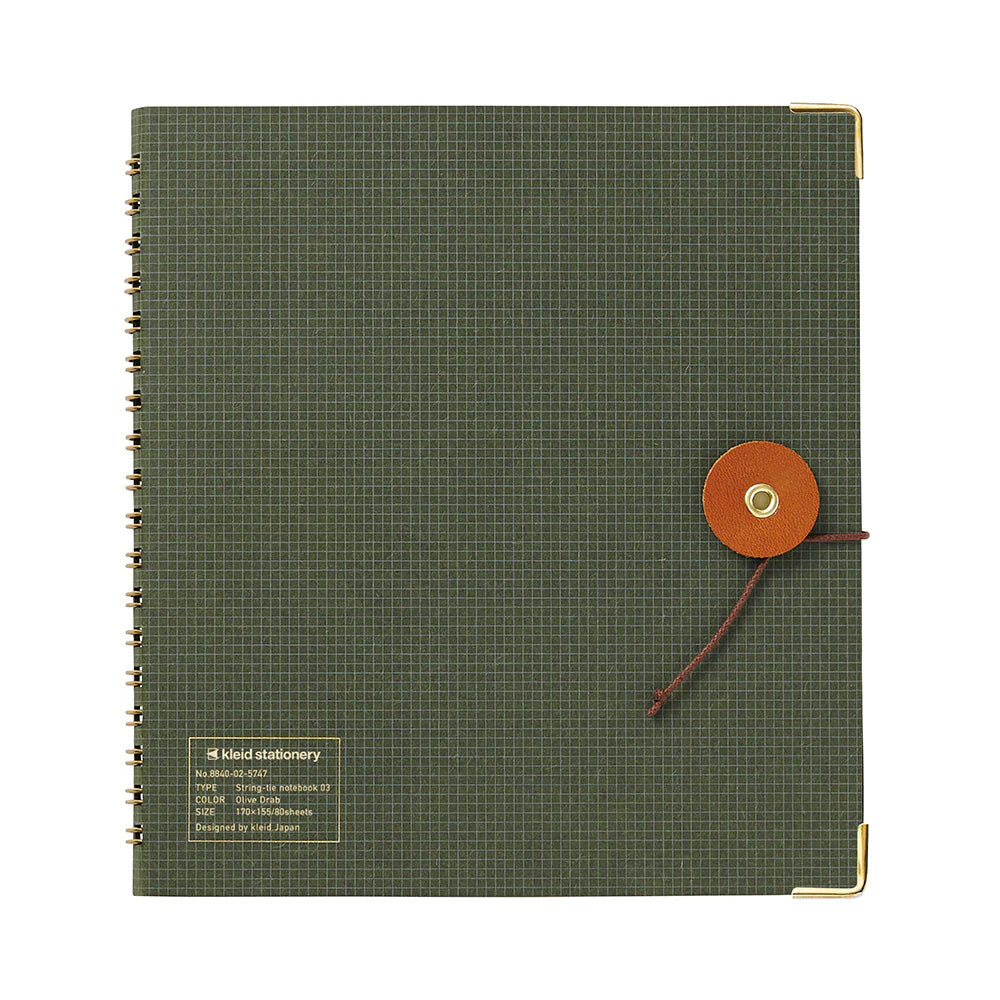 Kleid Stationery String Tie Notebook - Square - Olive Drab