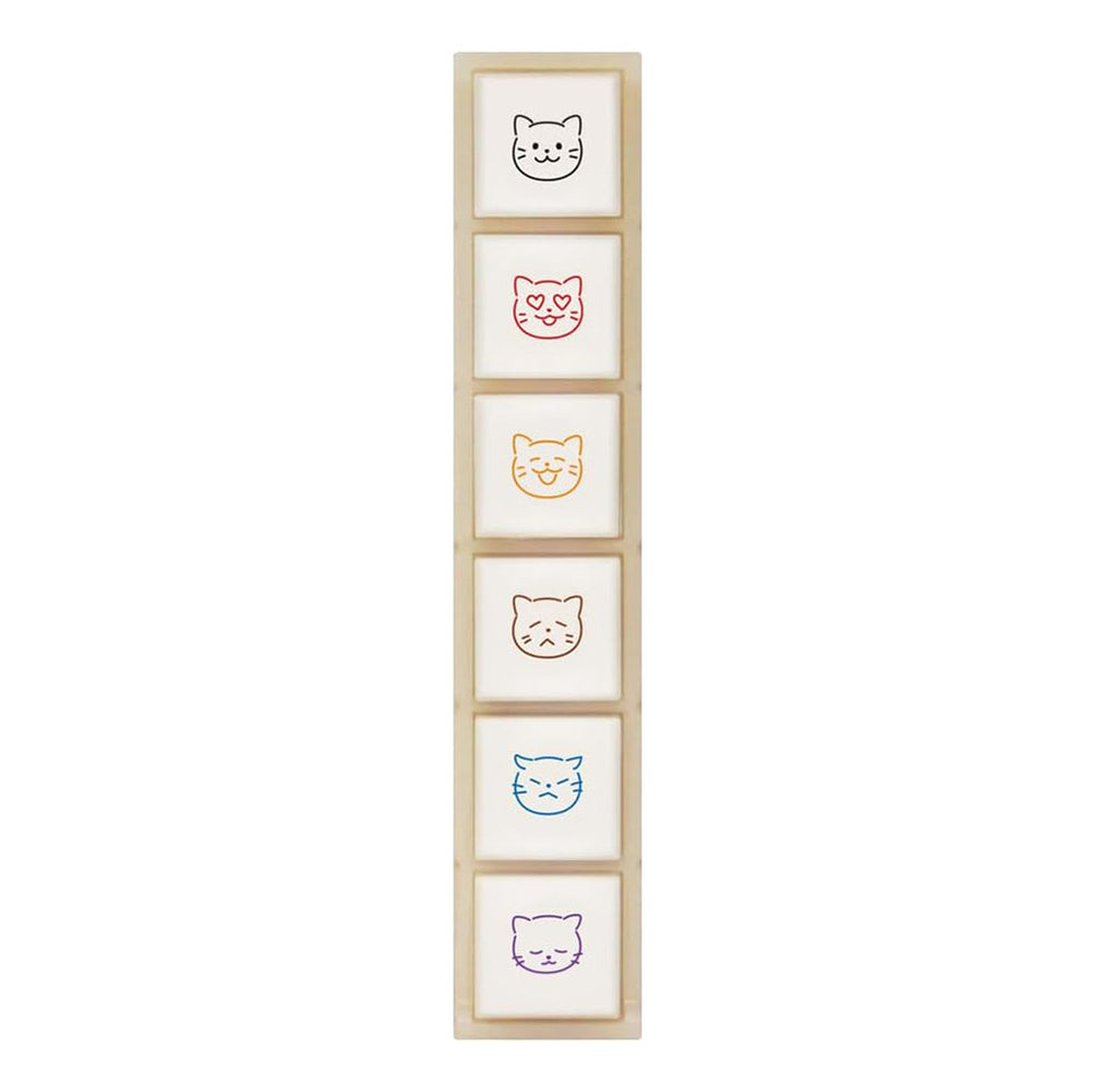 Kodomo No Kao Pochitto6 Push-Button Stamp - Cat Moods