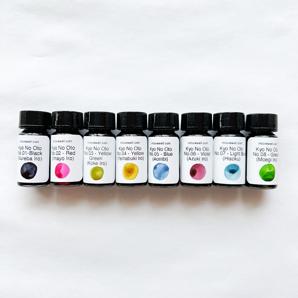 Tag Stationery - Kyo No Oto/Kyo Iro 5ml Fountain Pen Ink Samples - M.Lovewell