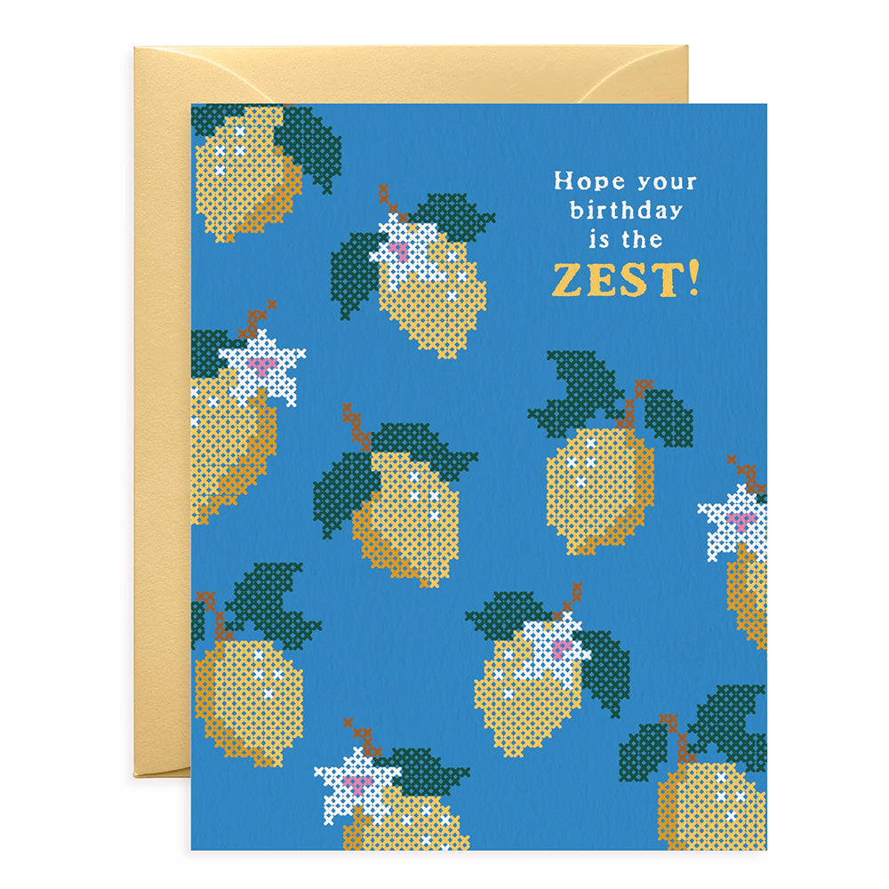 Lemon Cross-Stitch Birthday Card
