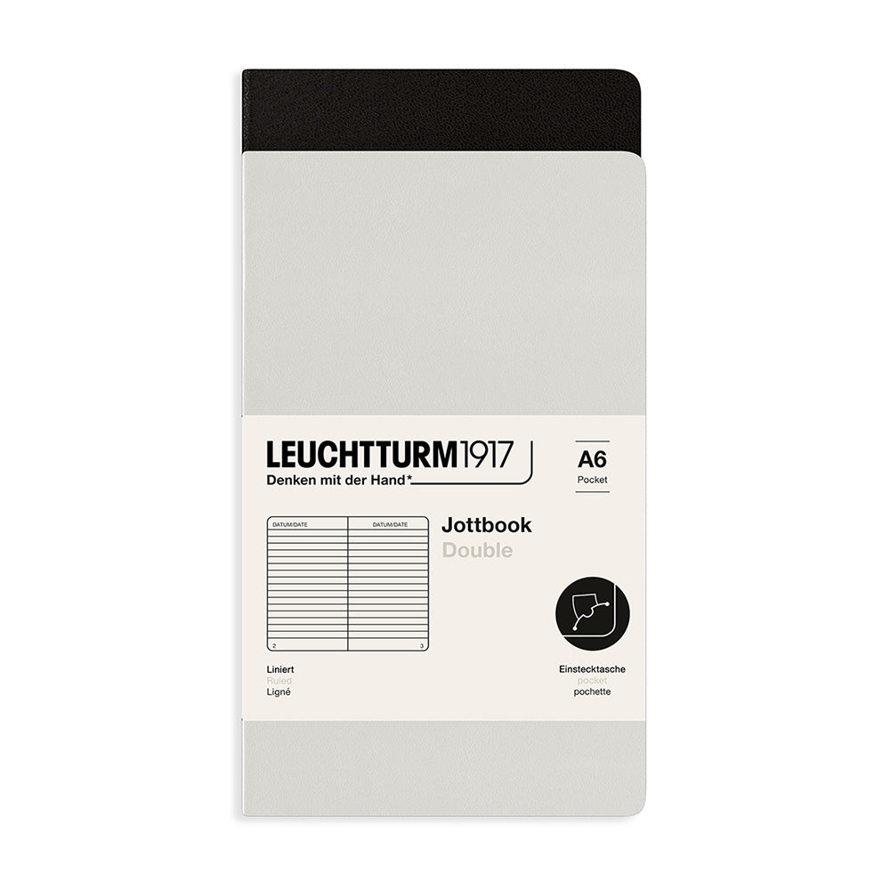Leuchtturm1917 A6 Lined Jottbook - Light Grey + Black