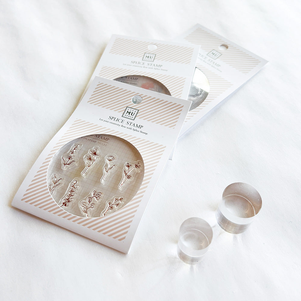 10 PCS Acrylic Stamp Blocks - 2 Inch Clear Stamping Tools For Crafting (5 Flowers + 5 Squares)