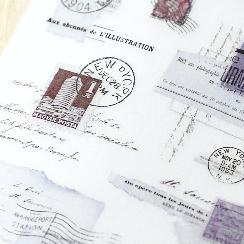 Vintage letters with stamps and postmarks on a wooden surface