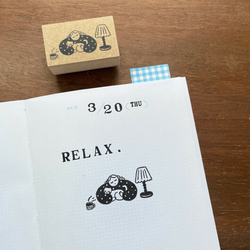 Marl Chan Wooden Stamp - Coffee Cat