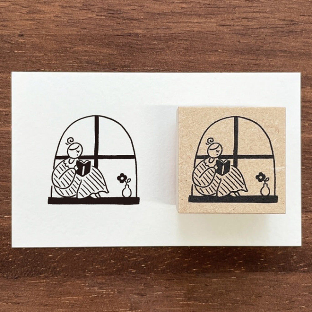 Marl Chan Wooden Stamp - Reading by the Window