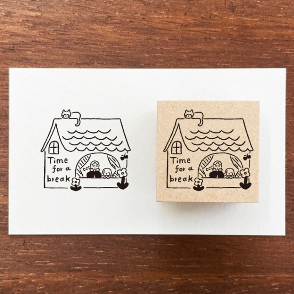 Marl Chan Wooden Stamp - Time for a Break