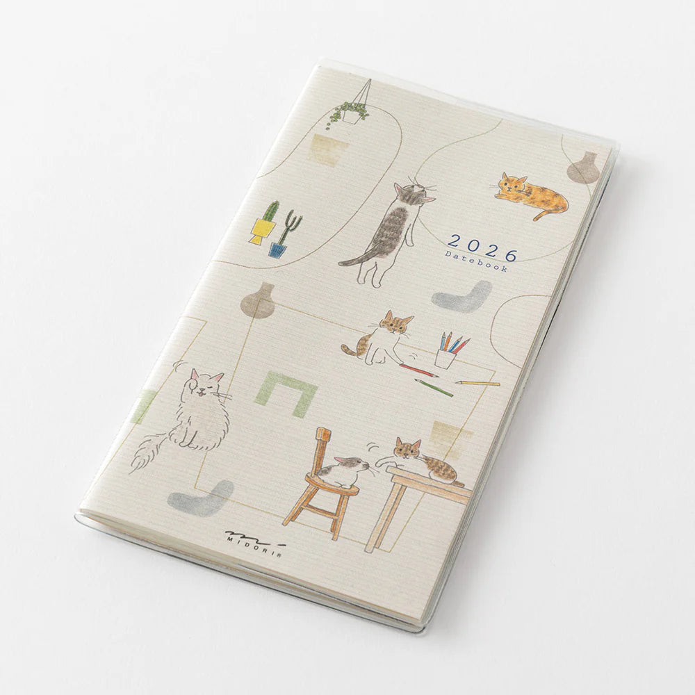 Midori 2026 Pocket Diary Slim - Cats | M.Lovewell