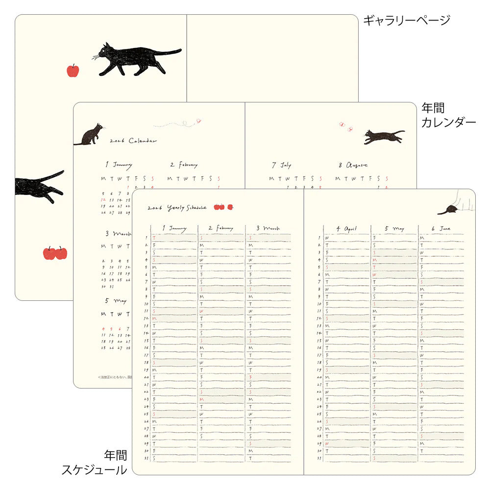 Midori 2026 B6 Book Style Diary - Cat Gray