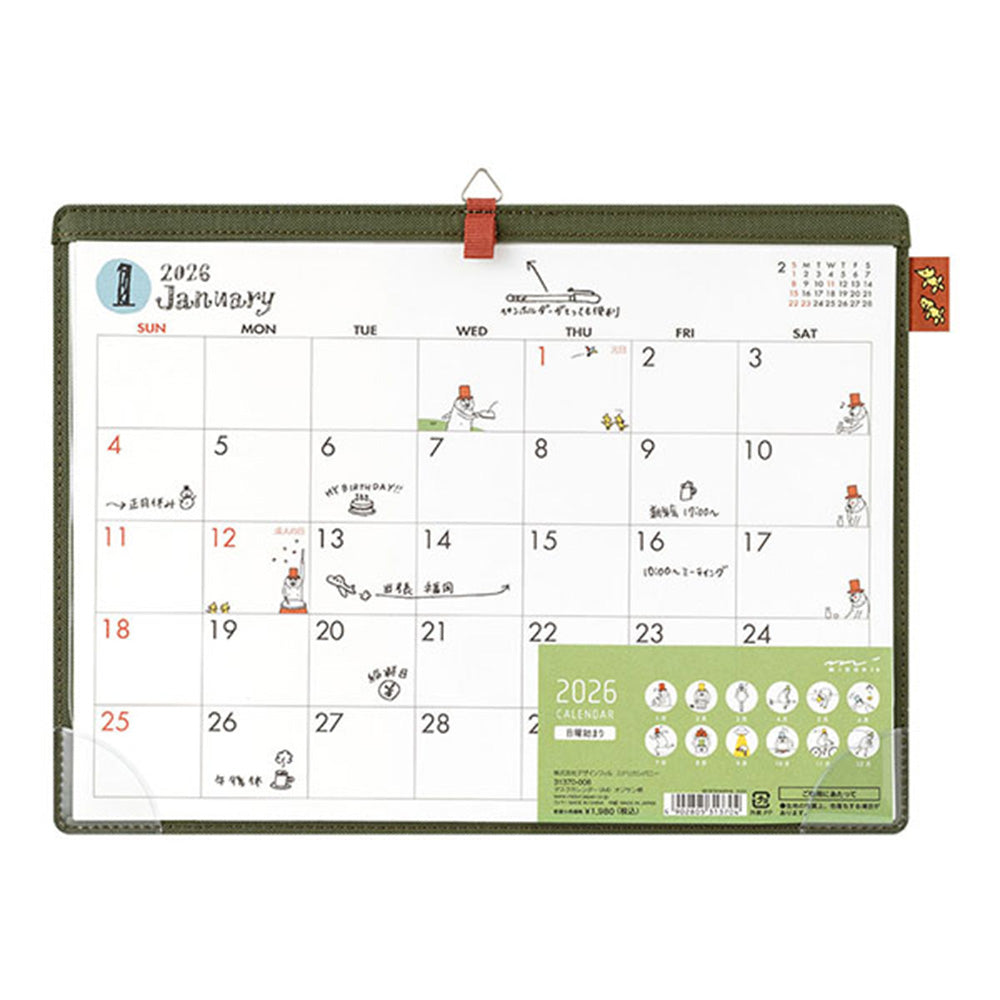 Midori 2026 Desk Calendar A4 - Ojisan