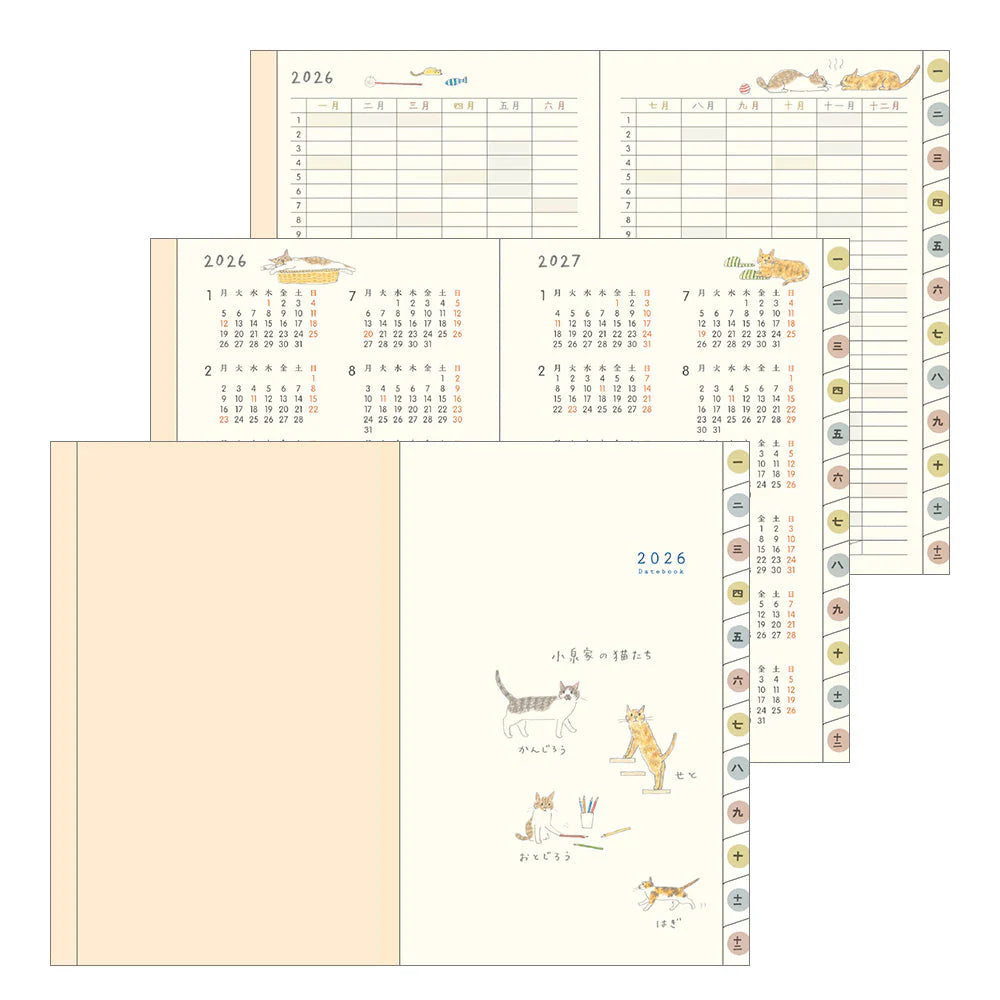 Midori 2026 Pocket Diary A6 - Cats