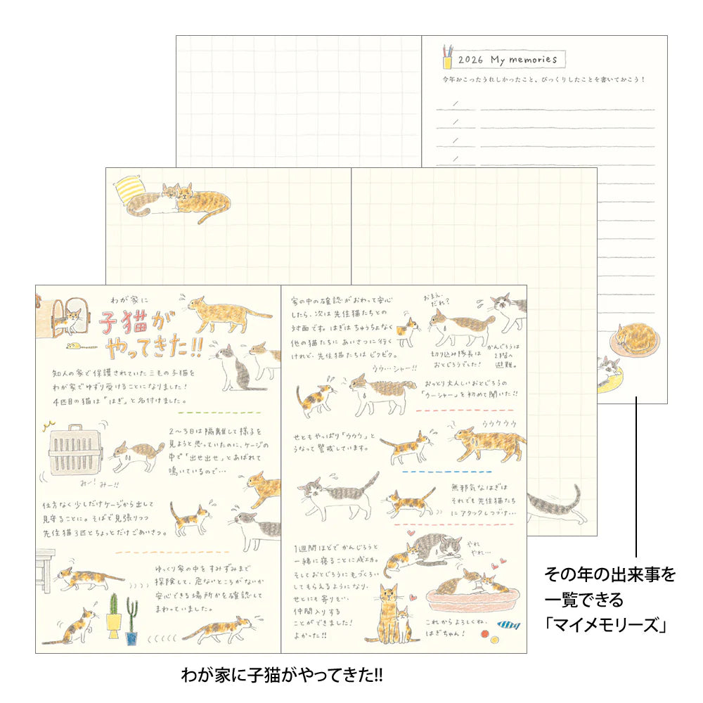 Midori 2026 Pocket Diary A6 - Cats