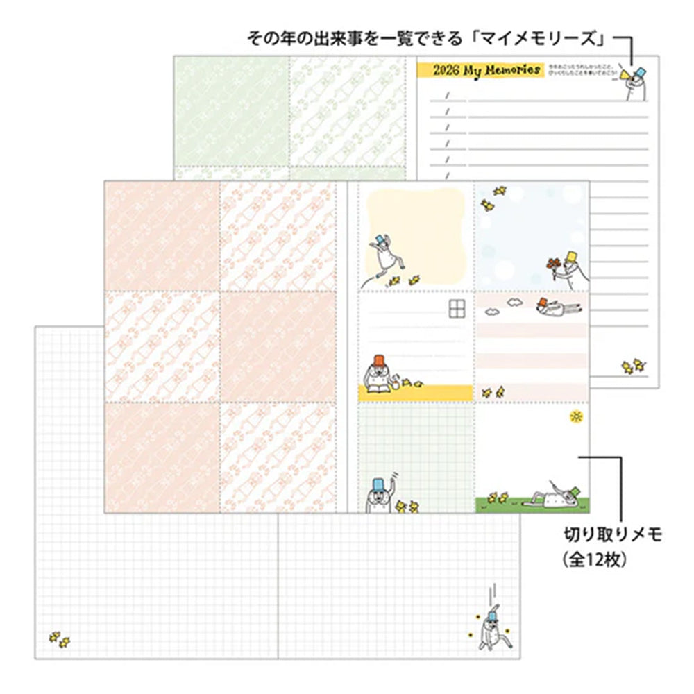 Midori 2026 Pocket Diary A6 Weekly Block - Ojisan