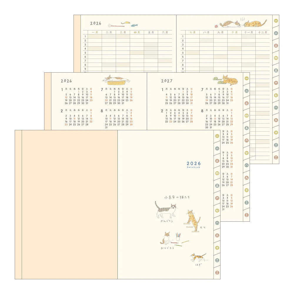 Midori 2026 Pocket Diary B6 - Cats