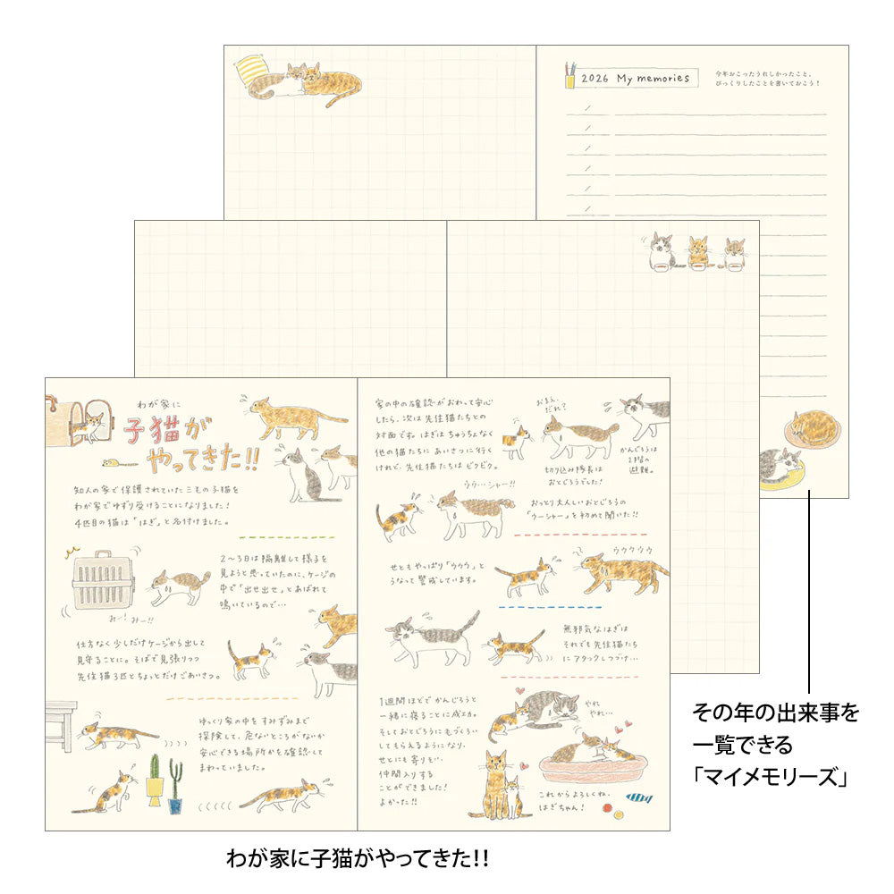 Midori 2026 Pocket Diary B6 - Cats