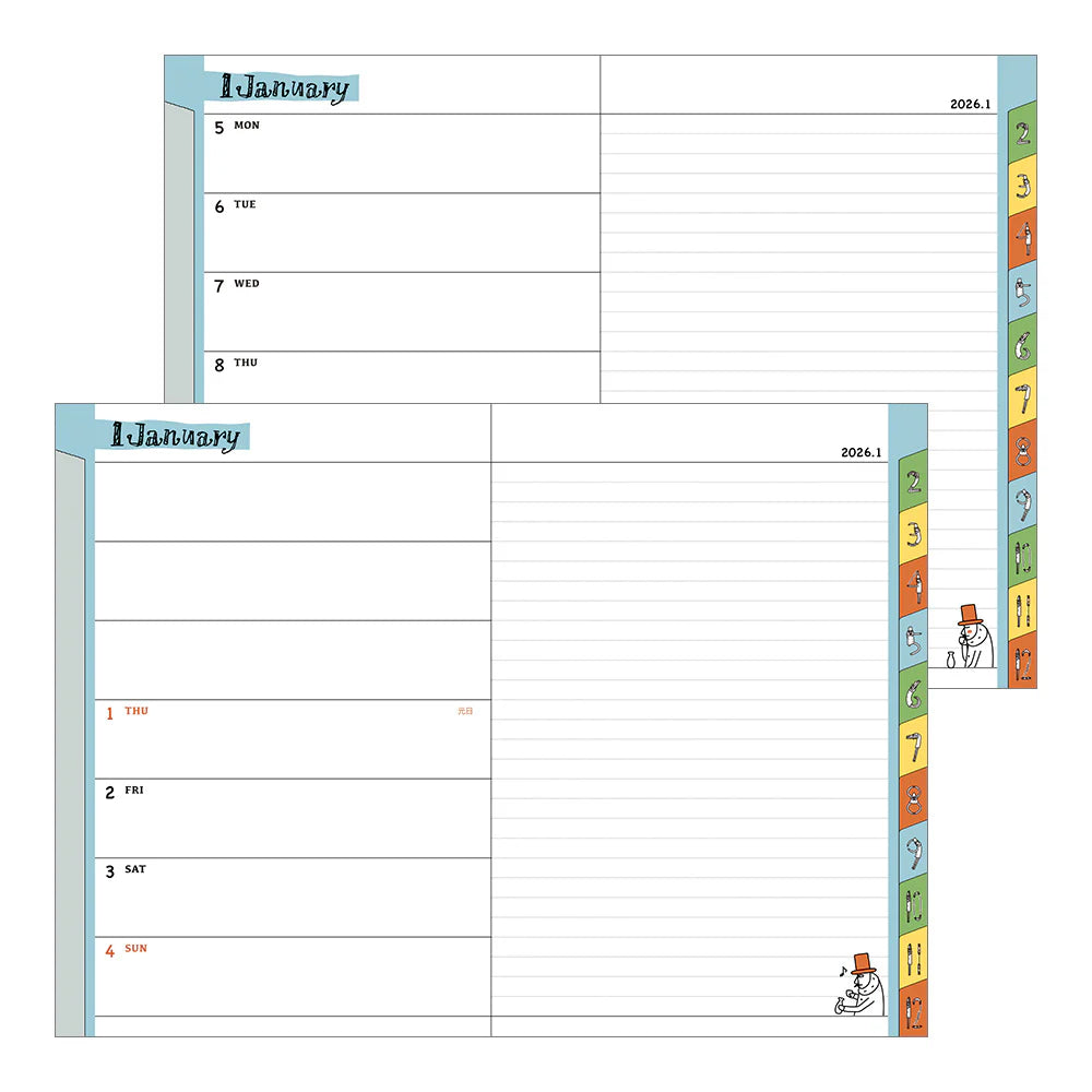 Midori 2026 Pocket Diary B6 - Ojisan