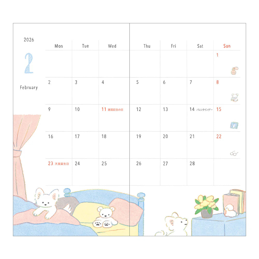 Midori 2026 Pocket Diary Slim - Dogs
