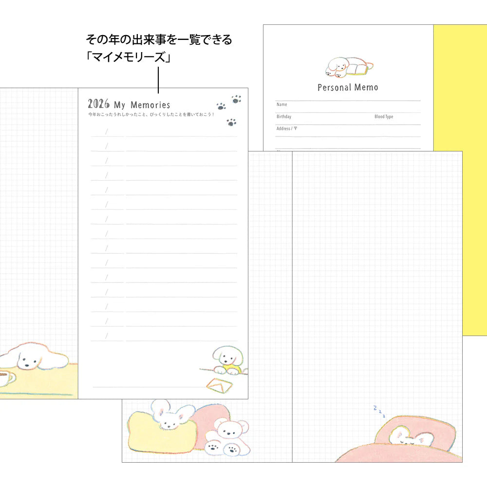Midori 2026 Pocket Diary Slim - Dogs