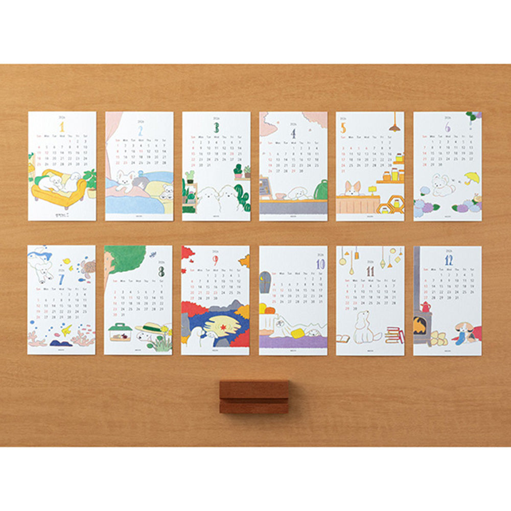 Midori 2026 Standing Calendar - Dogs