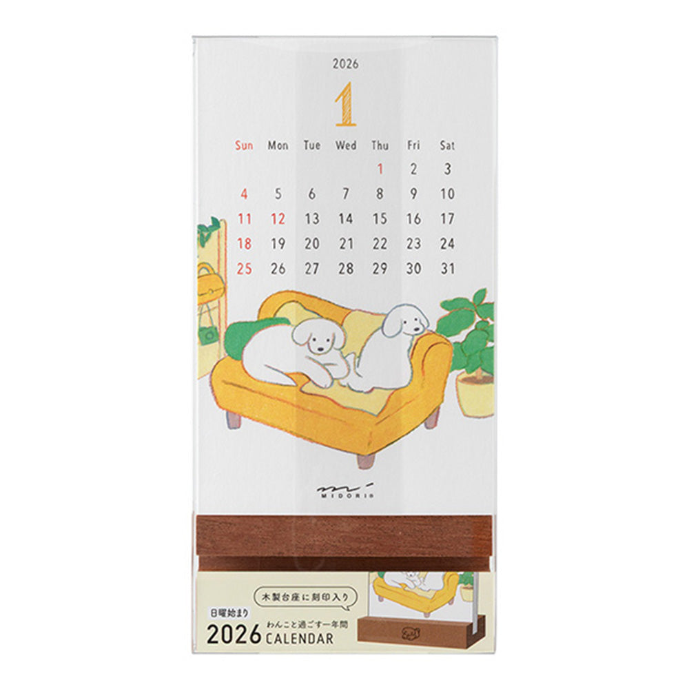 Midori 2026 Standing Calendar - Dogs