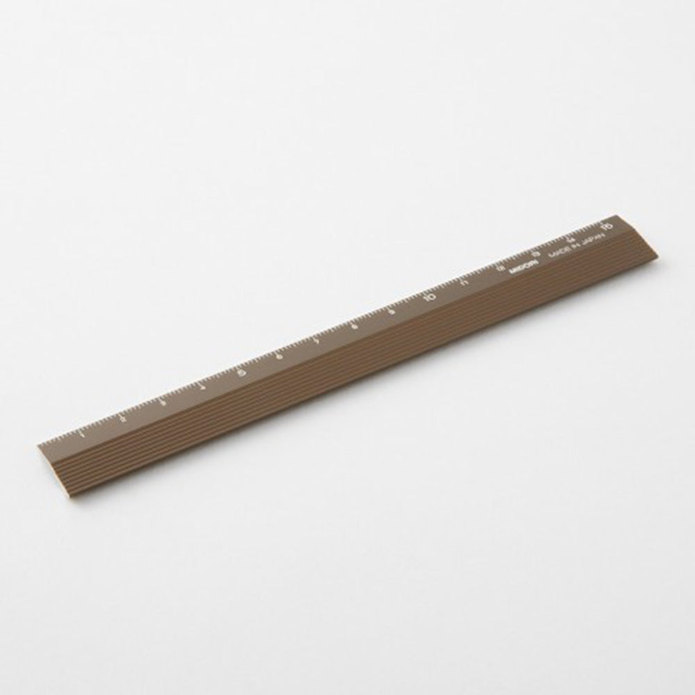 Aluminum & Wood Ruler 15cm Dark Brown / Midori – bungu