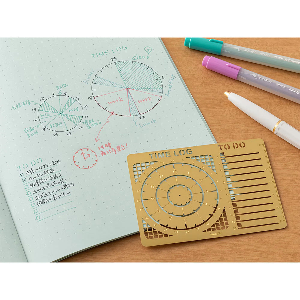 Midori Brass Diary Template - Time Log