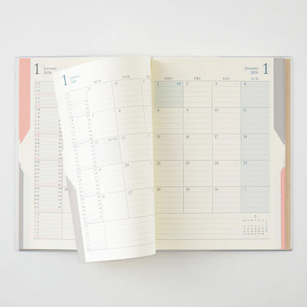 Midori Double Schedule B6 Diary 2026 - Beige