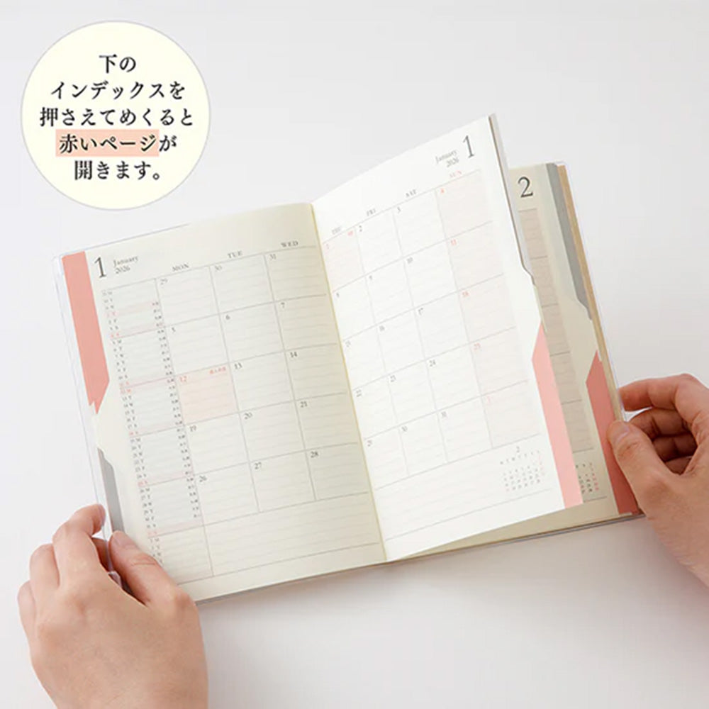 Midori Double Schedule B6 Diary 2026 - Beige