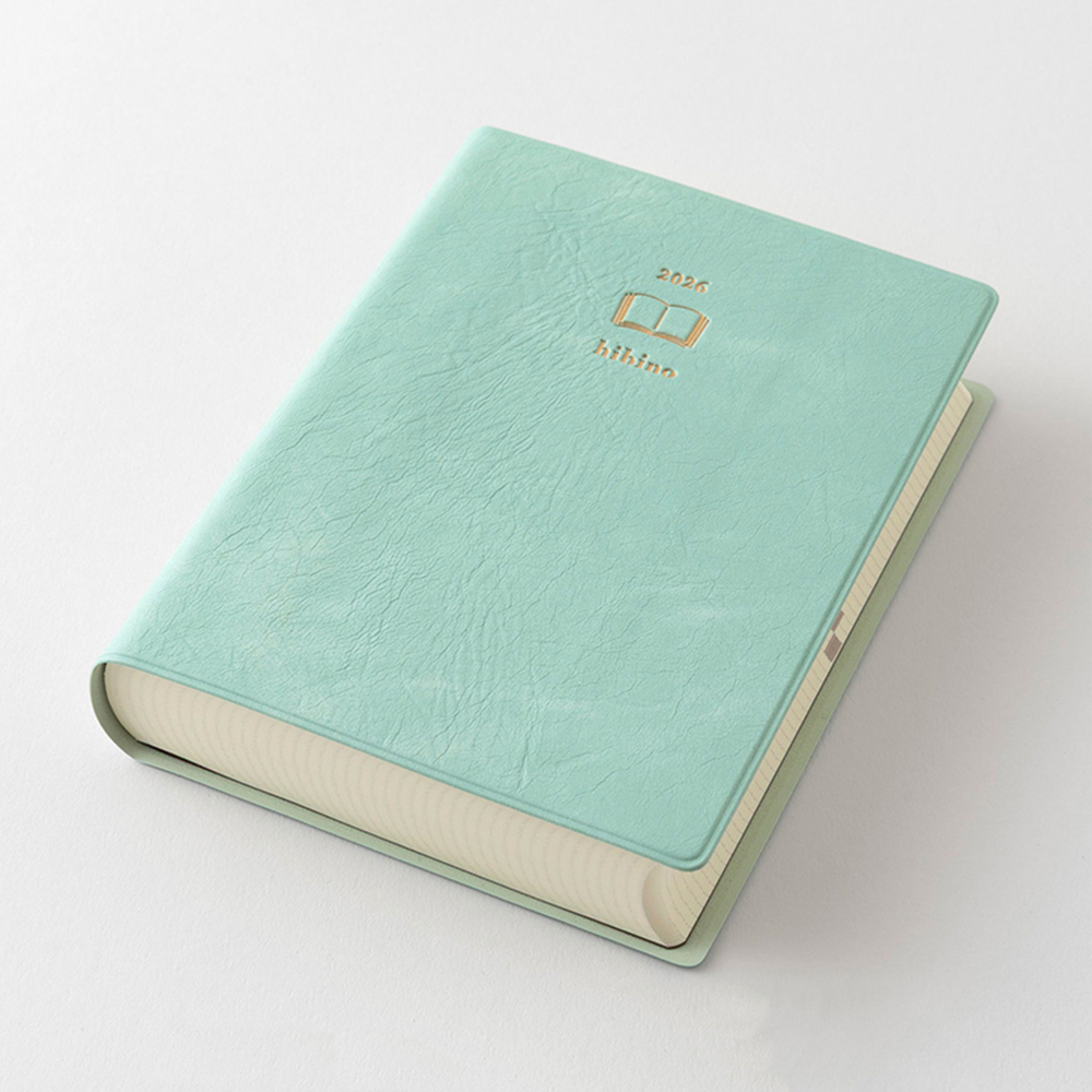 Midori Hibino Daily 2026 A6 Book - Blue Green