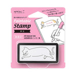 Midori Paintable Pre-Inked Half Size Stamp - Cat