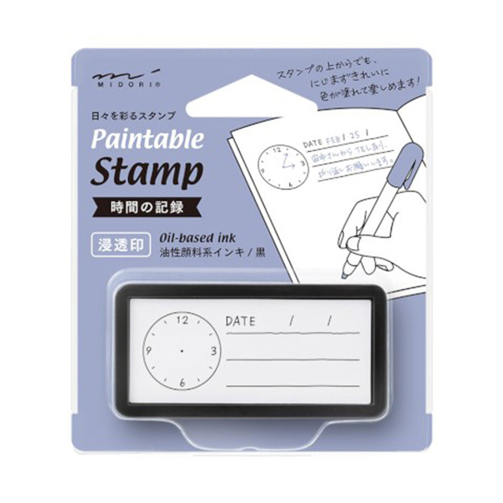 Midori Paintable Pre-Inked Half Size Stamp - Keep Track of Time