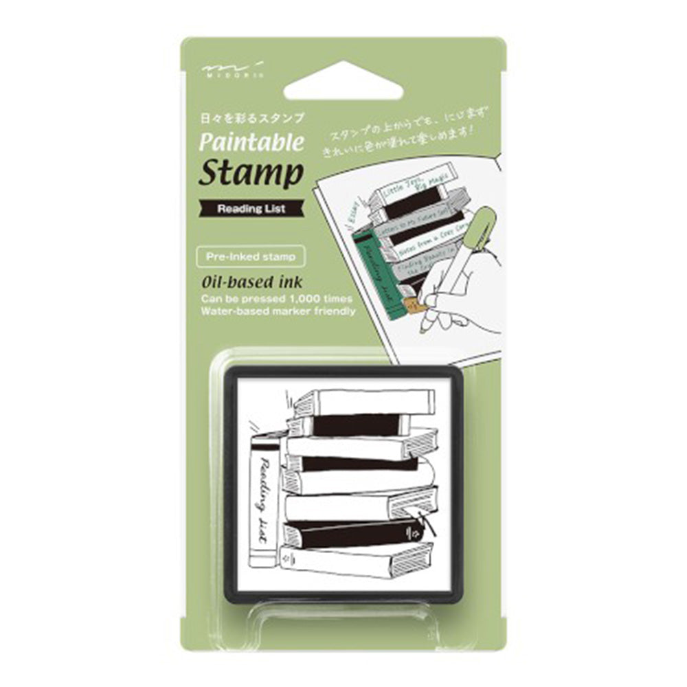 Midori Paintable Pre-Inked Stamp - Reading List
