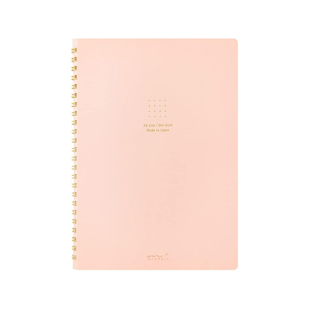 Midori Soft Color Ring Notebook A5 Dot Grid - Pink