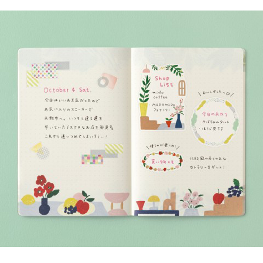 Midori Yuru Log Notebook B6 - Motif Textile