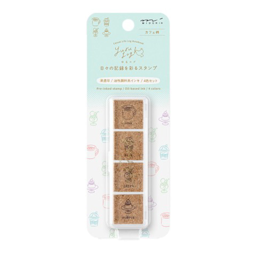 Midori Yuru Log Paintable Stamp Pre-Inked - Cafe