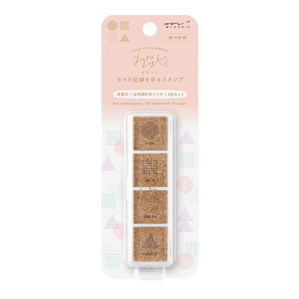Midori Yuru Log Paintable Stamp Pre-Inked - Geometry